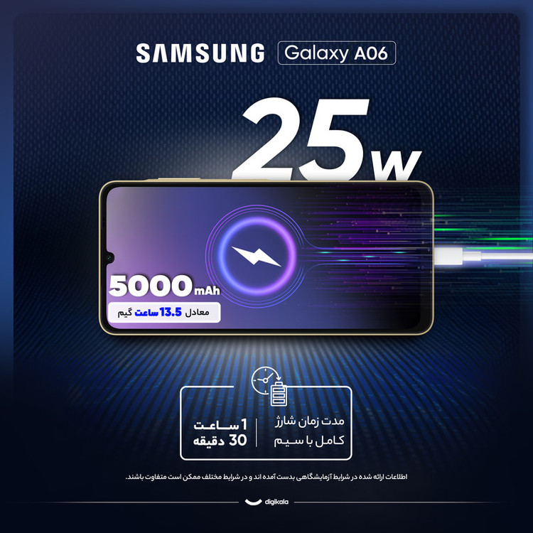 گوشی موبایل سامسونگ مدل Galaxy A06 دو سیم کارت ظرفیت 128 گیگابایت و رم 4 گیگابایت پک چین 4g